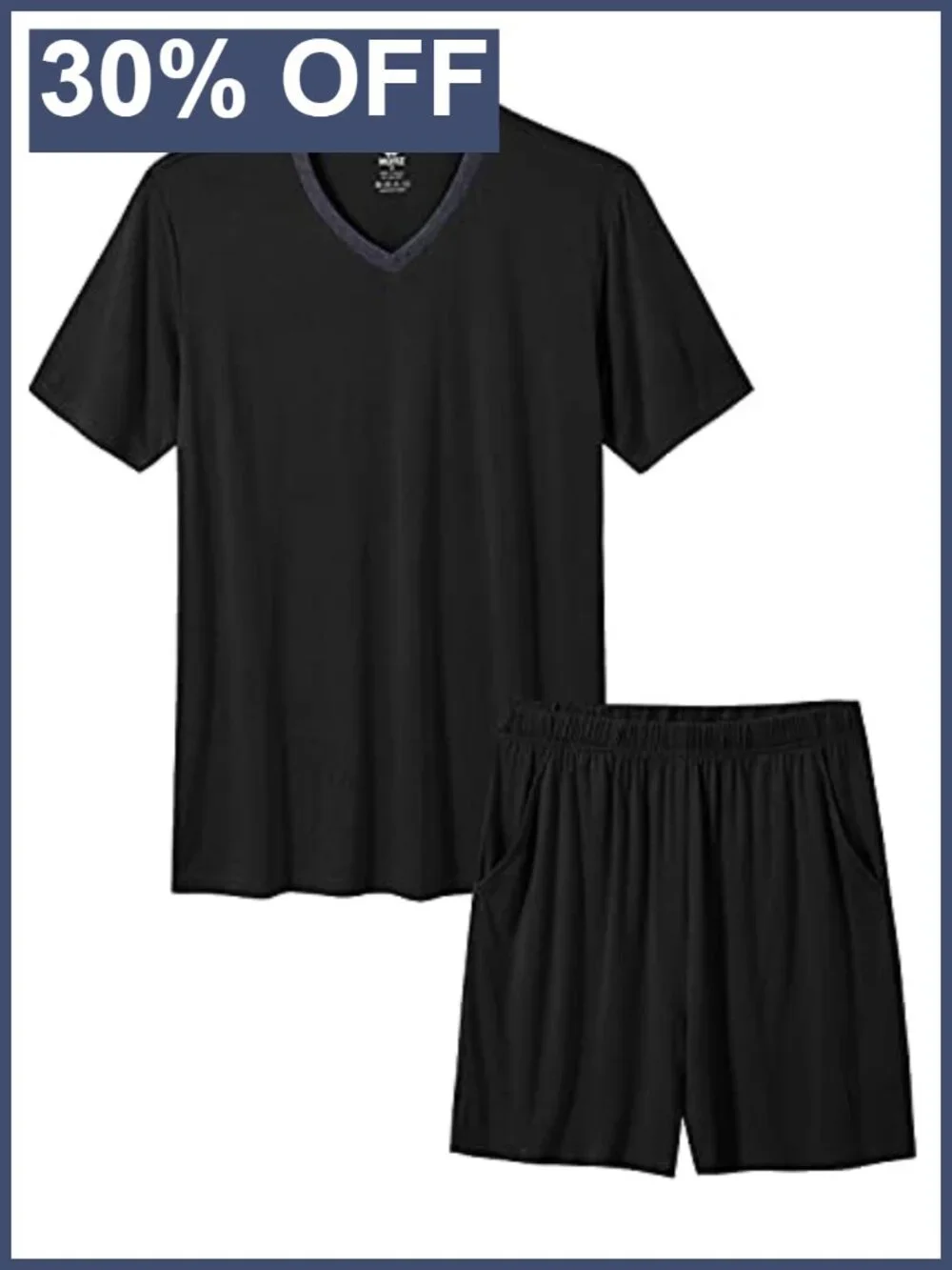 Men's Pajama Set Short Sleeve V-Neck Drawstring Lounge Sleepwear